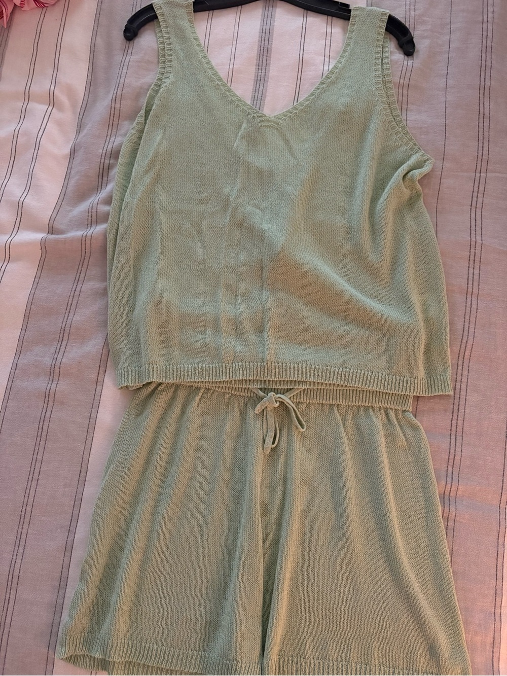 Women's Knit Tank and Shorts Set - Sage Green